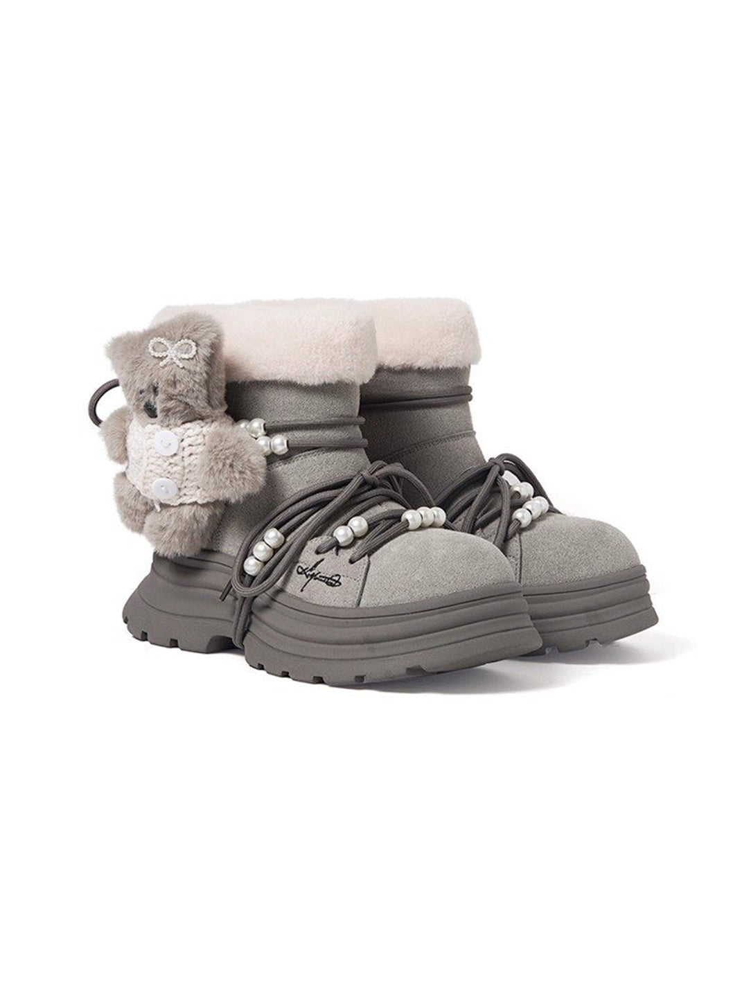 Plush-Cuff Charm Platform Snow Boots - View 6