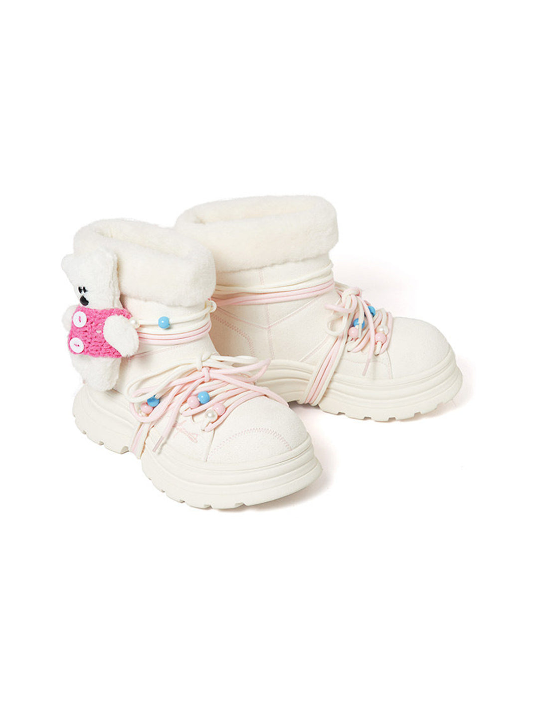 White Teddy-Lined Chunky Winter Boots - View 7