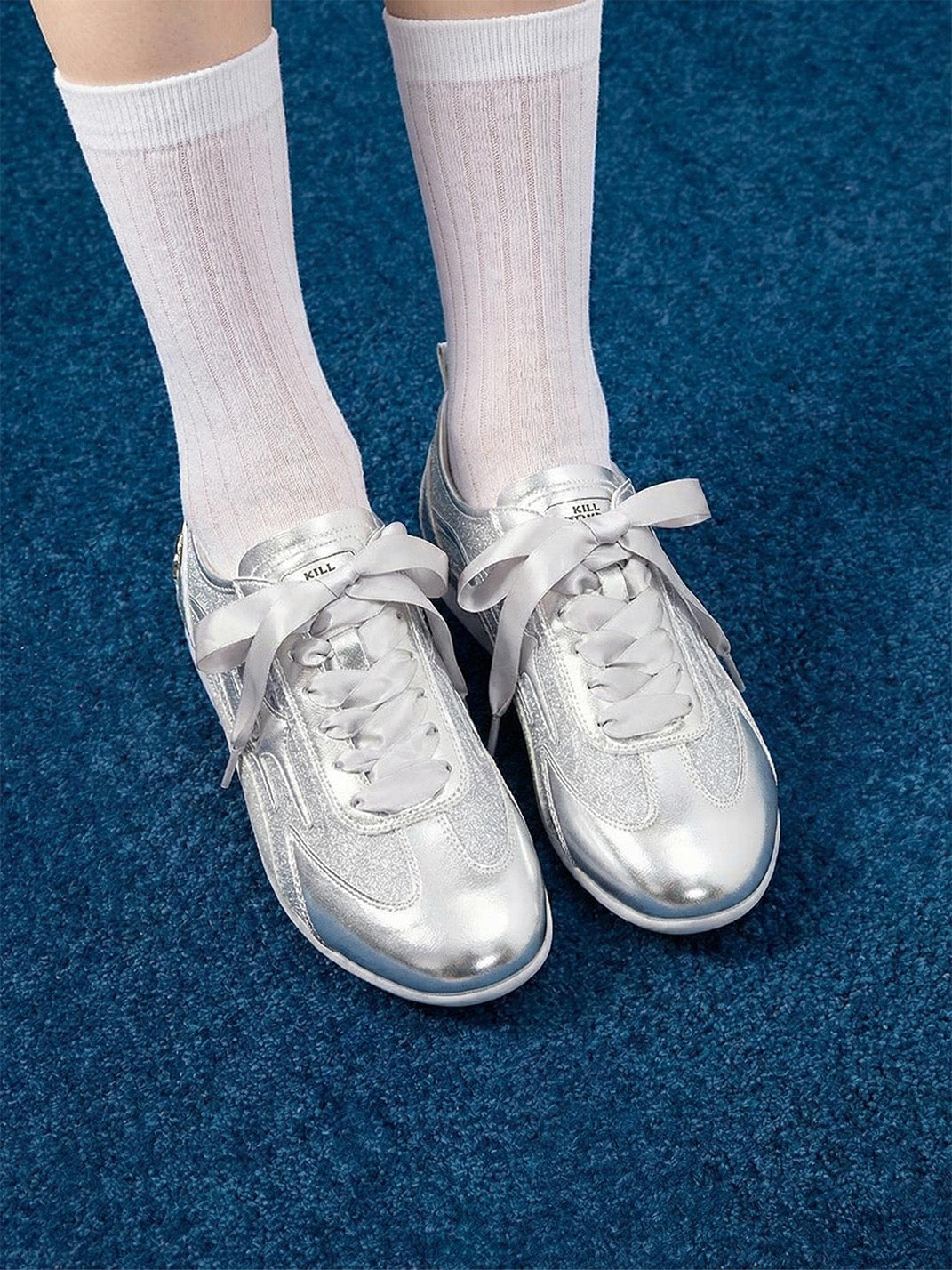 Silver Sculpted-Panel Athletic Trainers - View 2