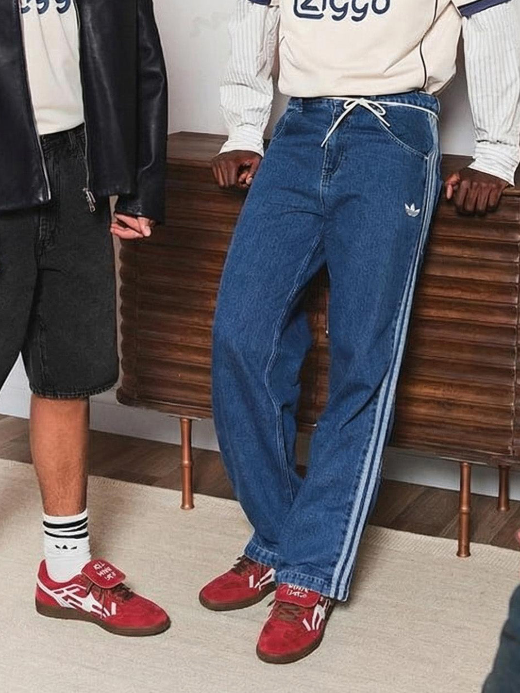Red Suede Patchwork Low-Top Trainers - View 3