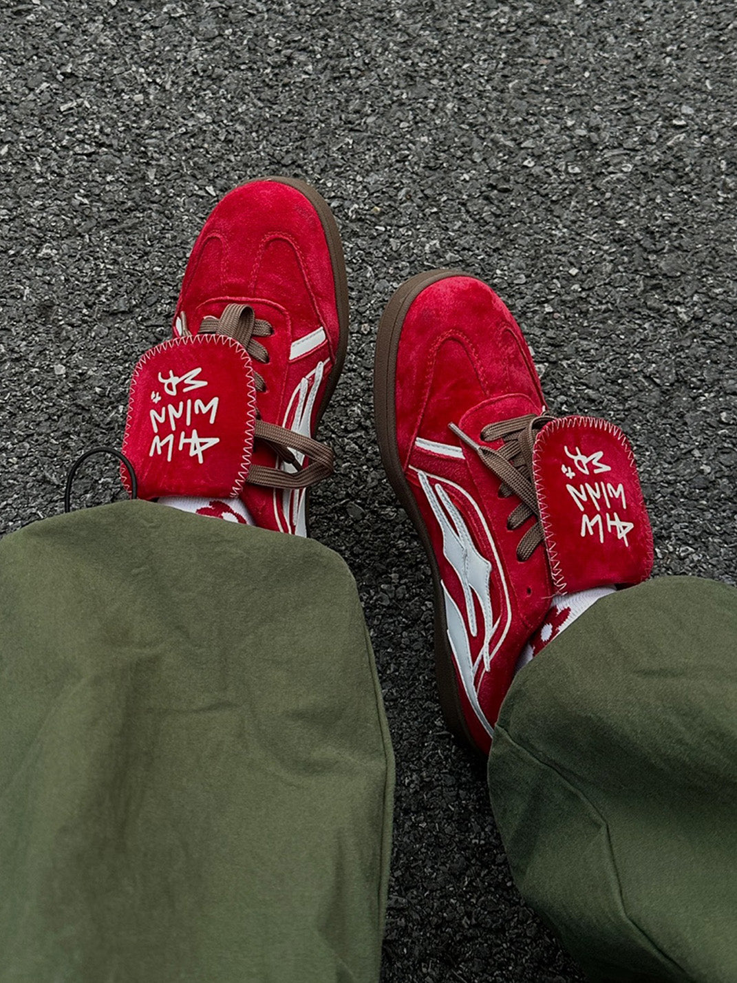 Red Suede Patchwork Low-Top Trainers - View 7