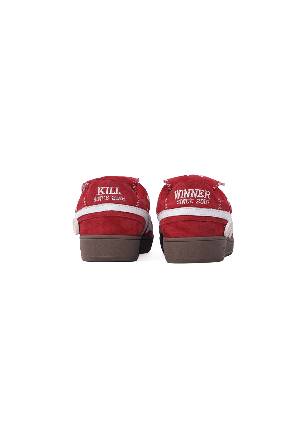 Red Suede Patchwork Low-Top Trainers - View 10