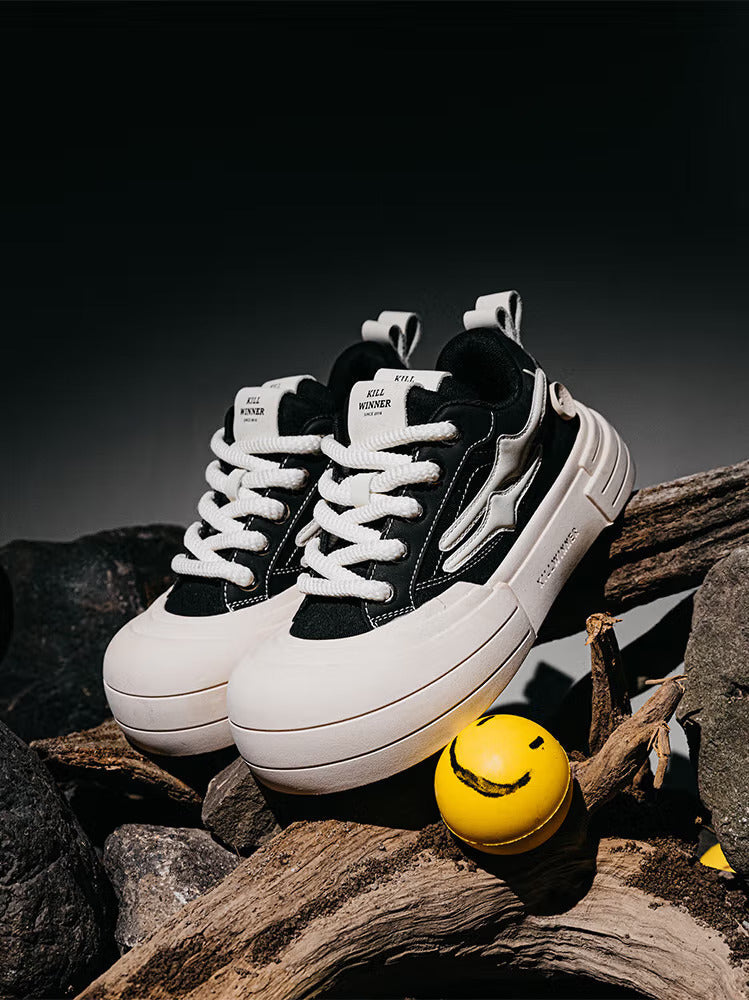 Black Smile Patch Platform Sneakers - View 10