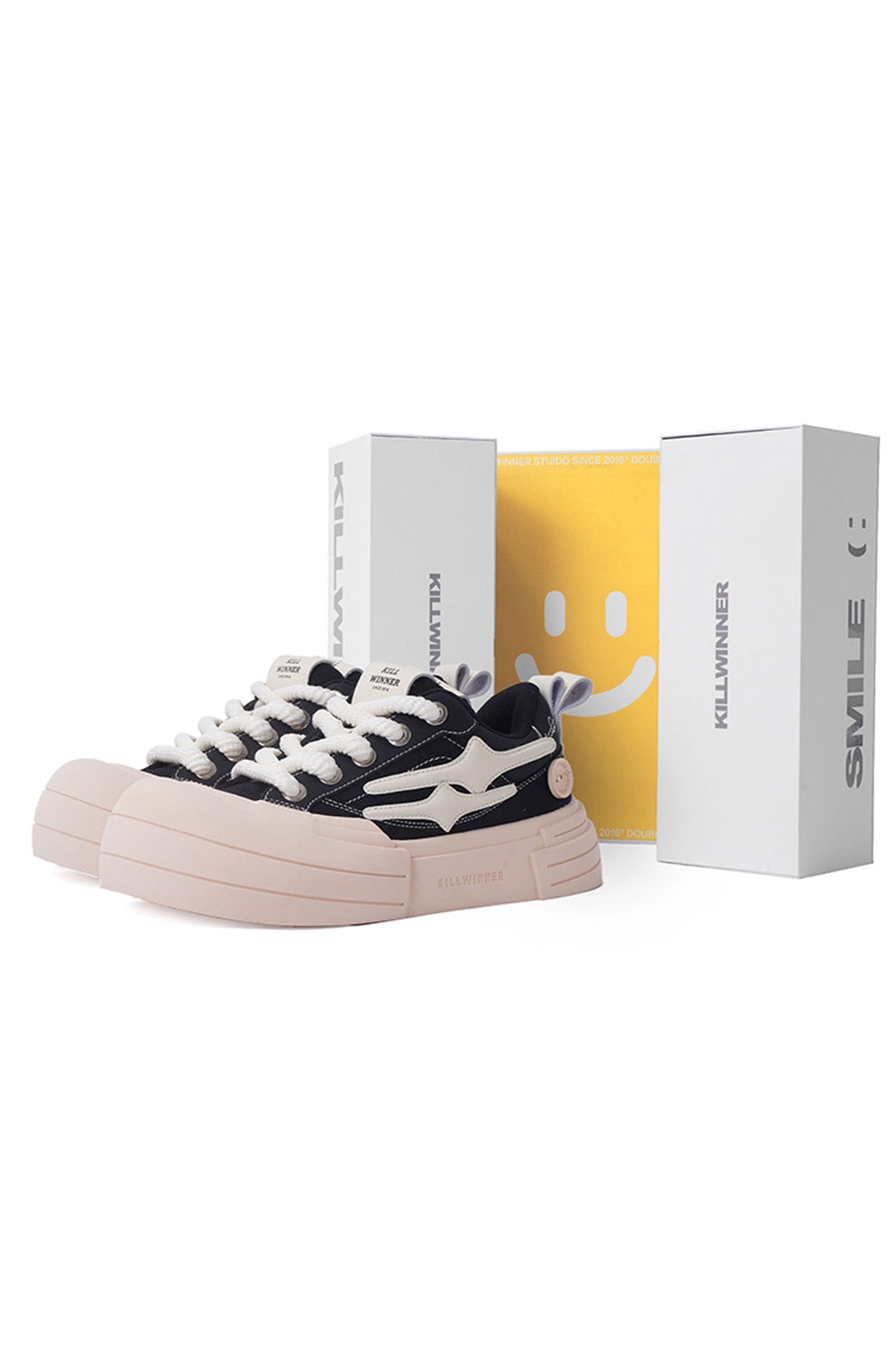 Black Smile Patch Platform Sneakers - View 12