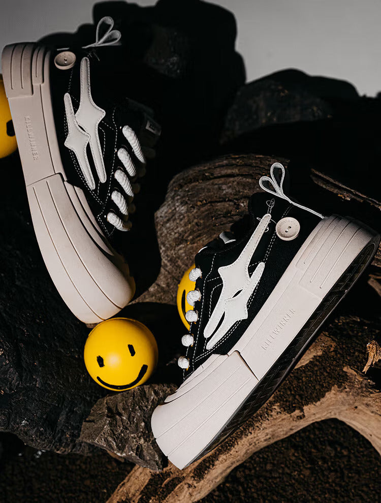 Black Smile Patch Platform Sneakers - View 6