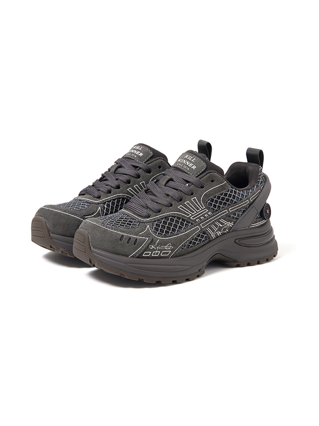 Layered Mesh Dark Gray Runner Sneakers - View 4