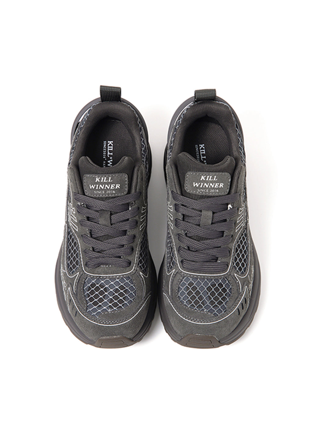 Layered Mesh Dark Gray Runner Sneakers - View 5