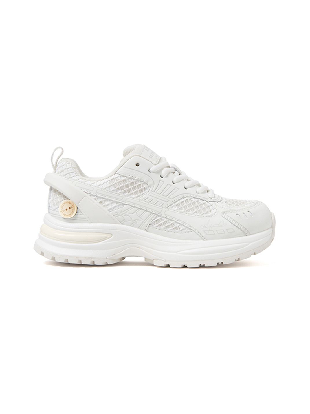 White Mesh Sculpted-Sole Runner Sneakers - View 8