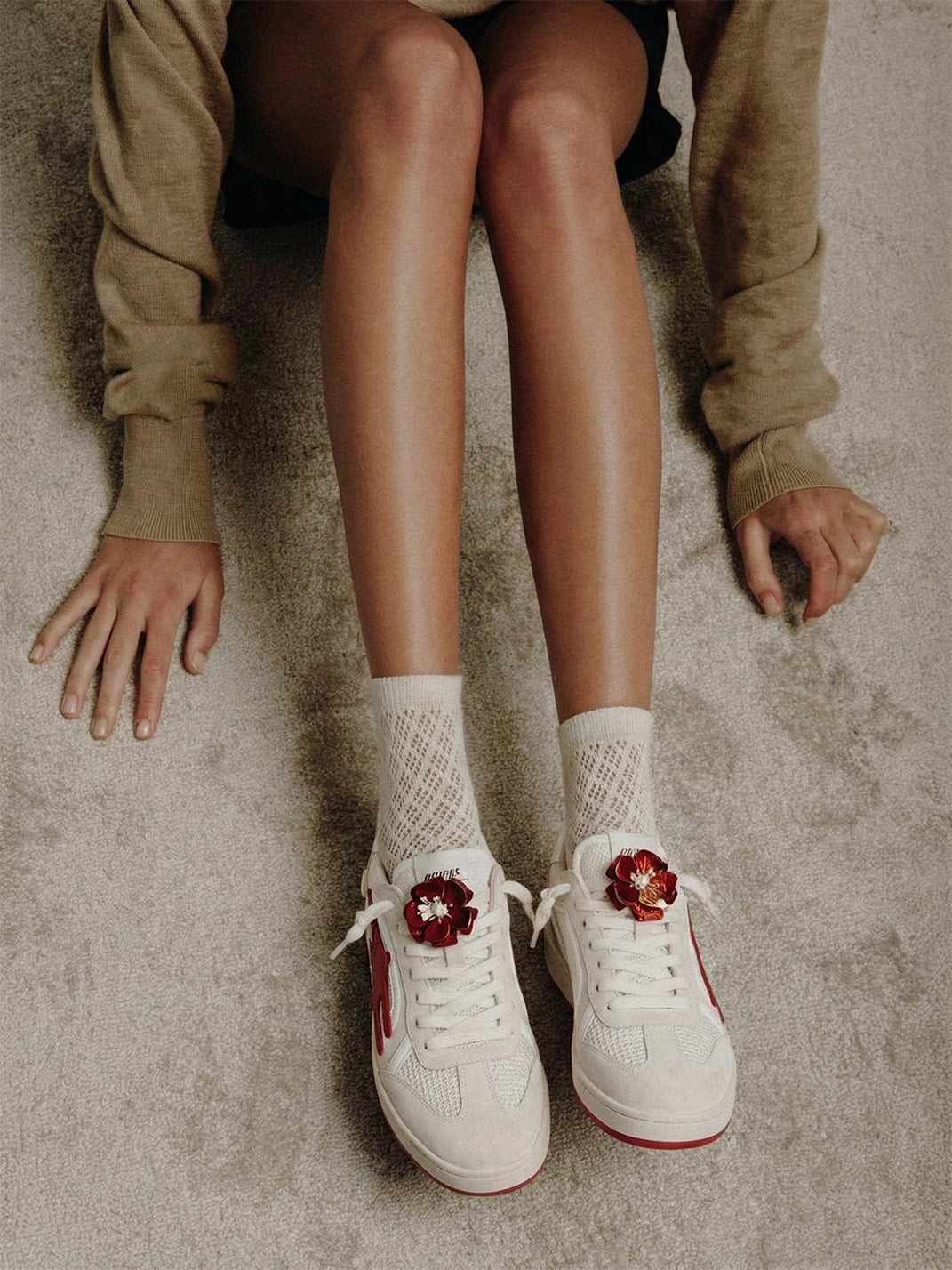 Red-Accent Retro Training Sneakers - View 4