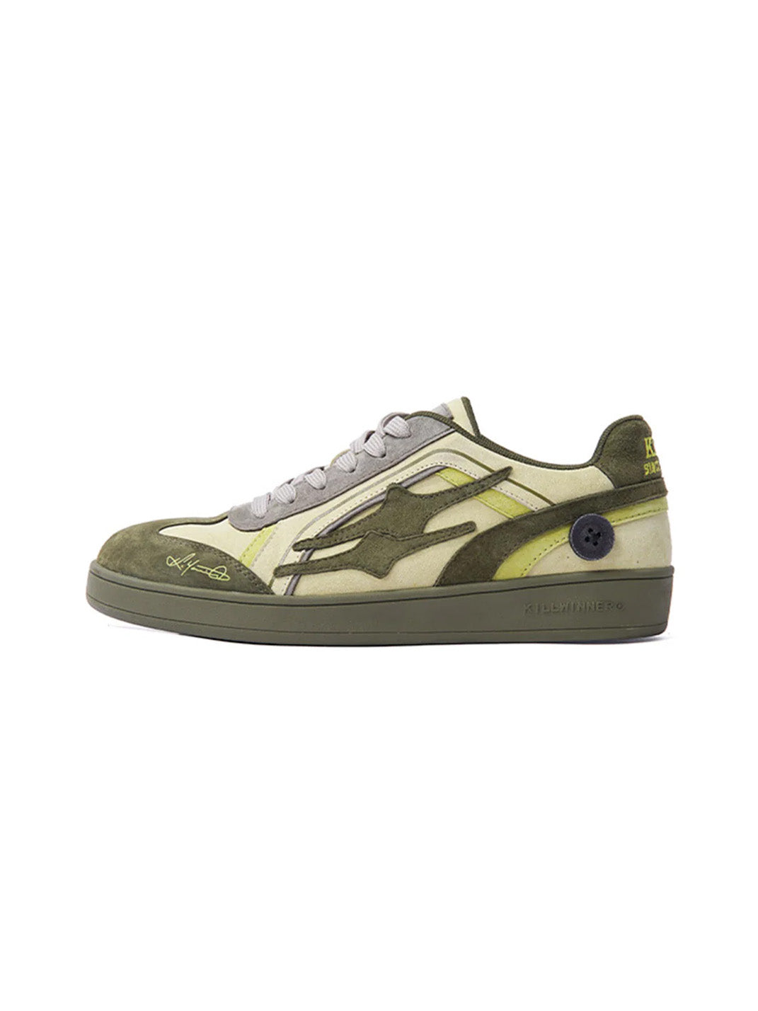 Olive Flame-Panel Low-Profile Trainers