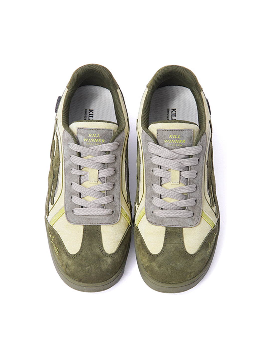 Olive Flame-Panel Low-Profile Trainers - View 6