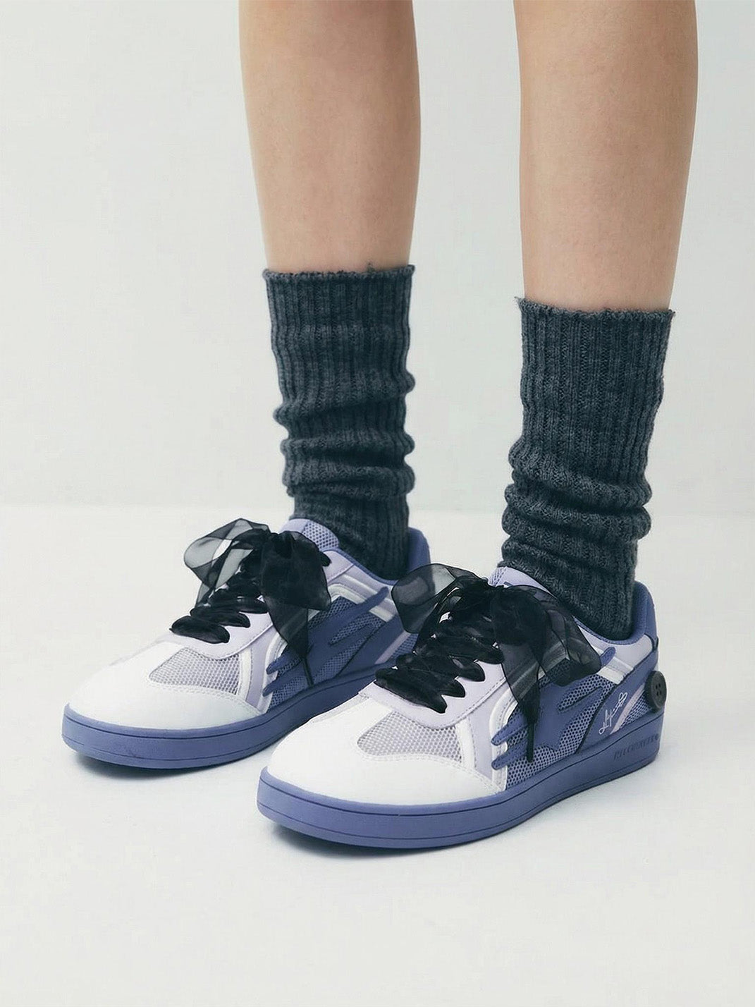 Wisteria Bow-Lace Retro Court Sneakers - View 2