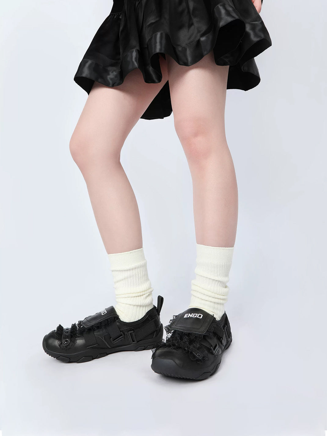 Lace-Trim Buckle Strap Ballet Sneakers - view 5