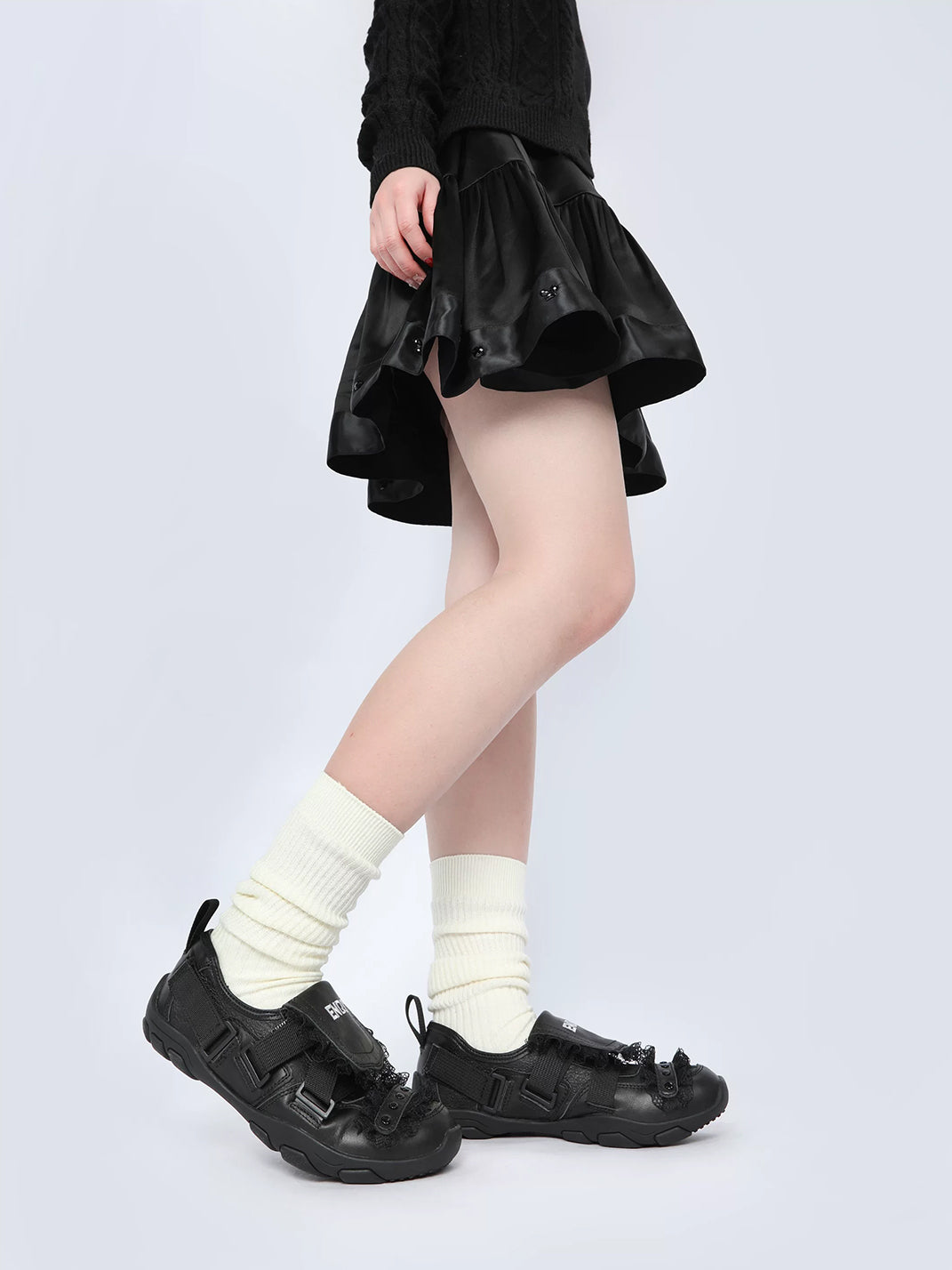 Lace-Trim Buckle Strap Ballet Sneakers - view 6