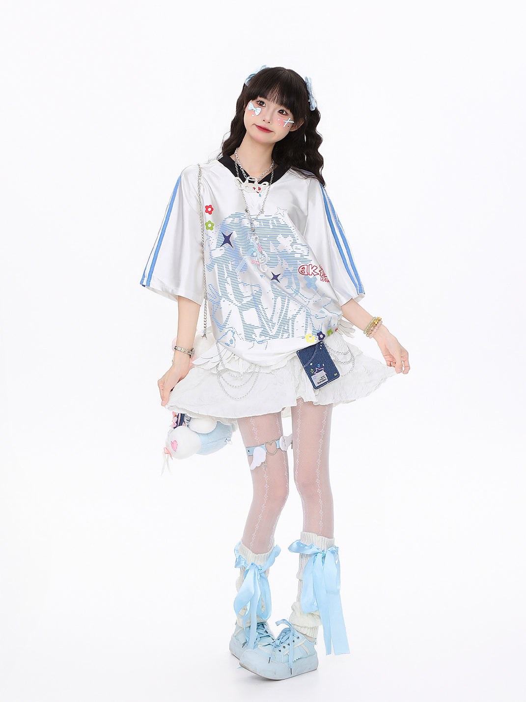 Star-Print Satin Short-Sleeve Top - View 7