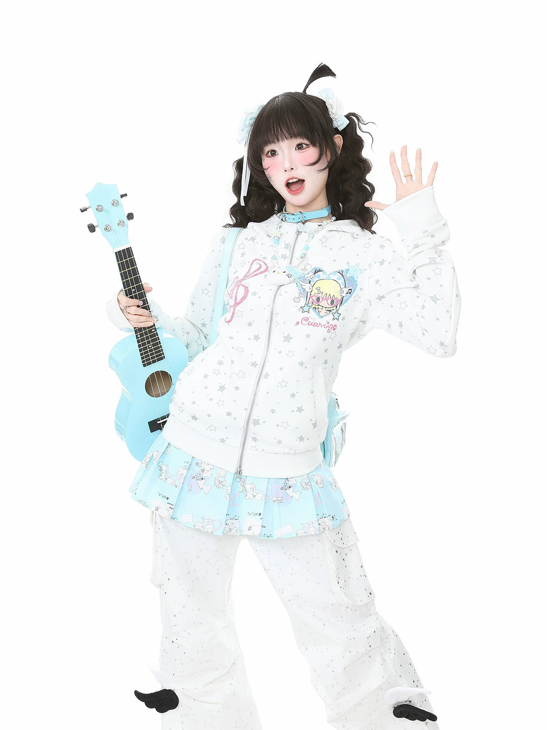 Star-Patch Cropped Zip-Up Jacket - View 2