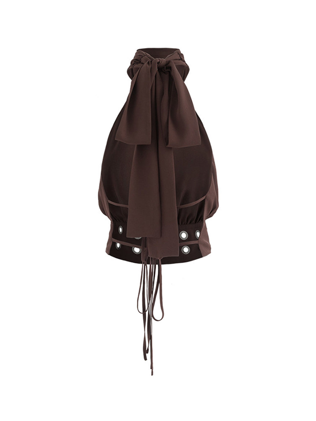 Brown Halter Off-Shoulder Tank Top - View 7