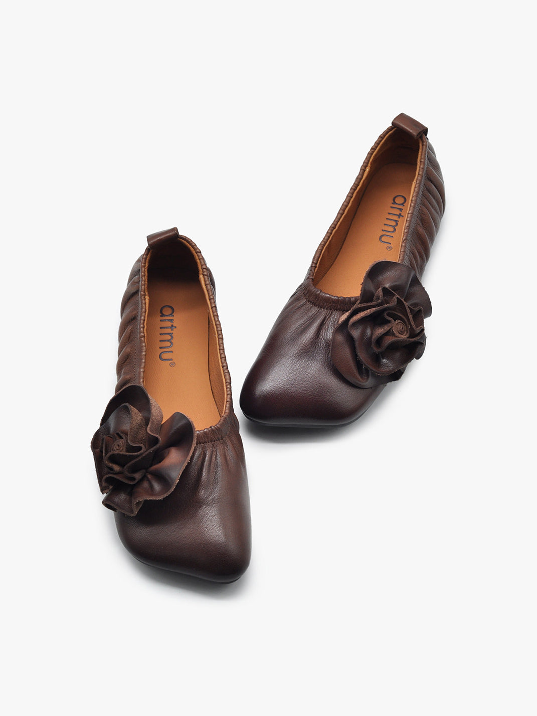 Leather Flower Soft Ballet Flats - View 7