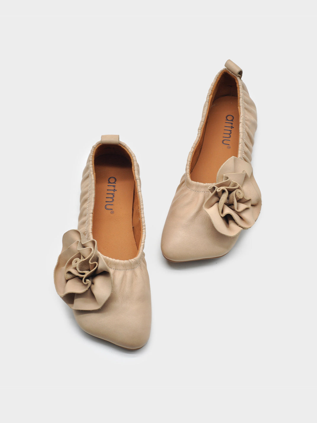 Leather Flower Soft Ballet Flats - View 12