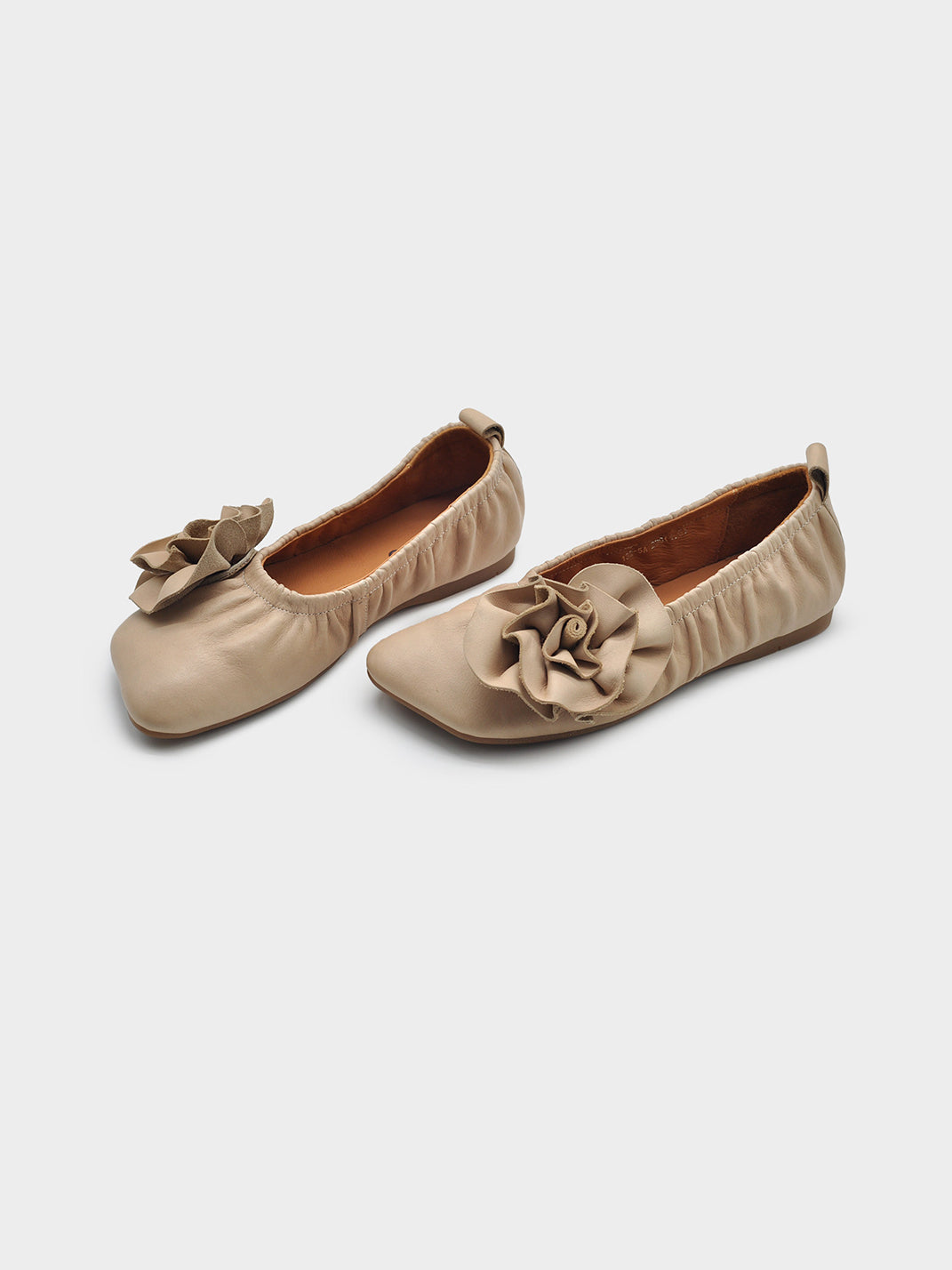 Leather Flower Soft Ballet Flats - View 13