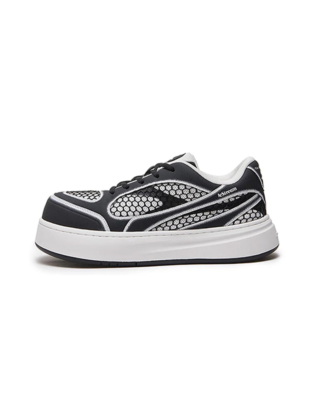 Black Mesh-Panel Platform Derby Sneakers