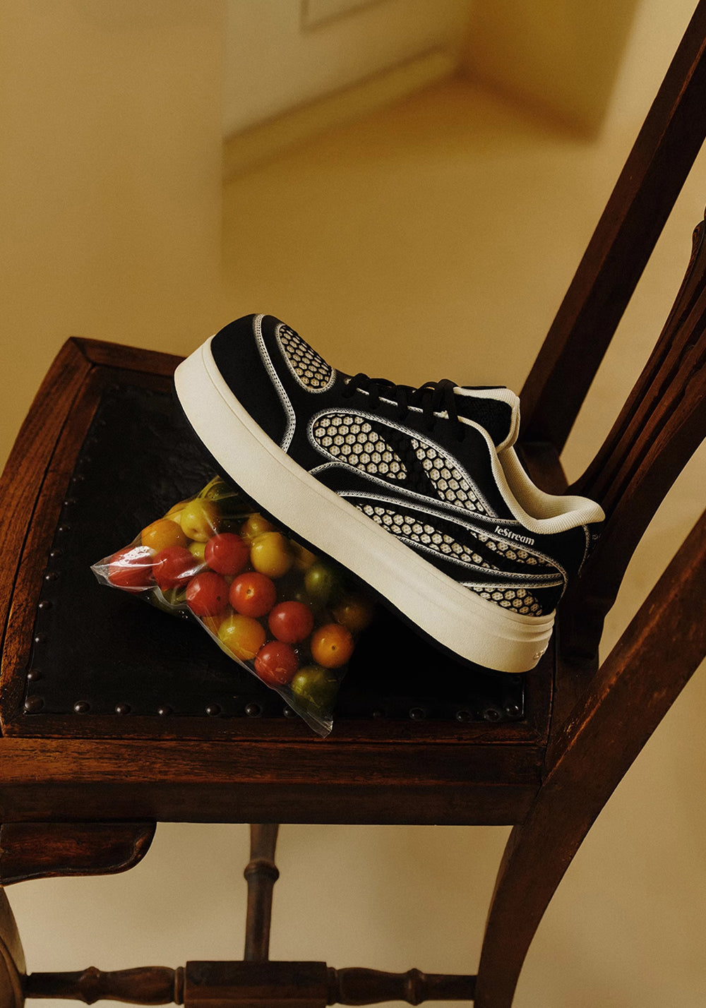 Black Mesh-Panel Platform Derby Sneakers - View 7