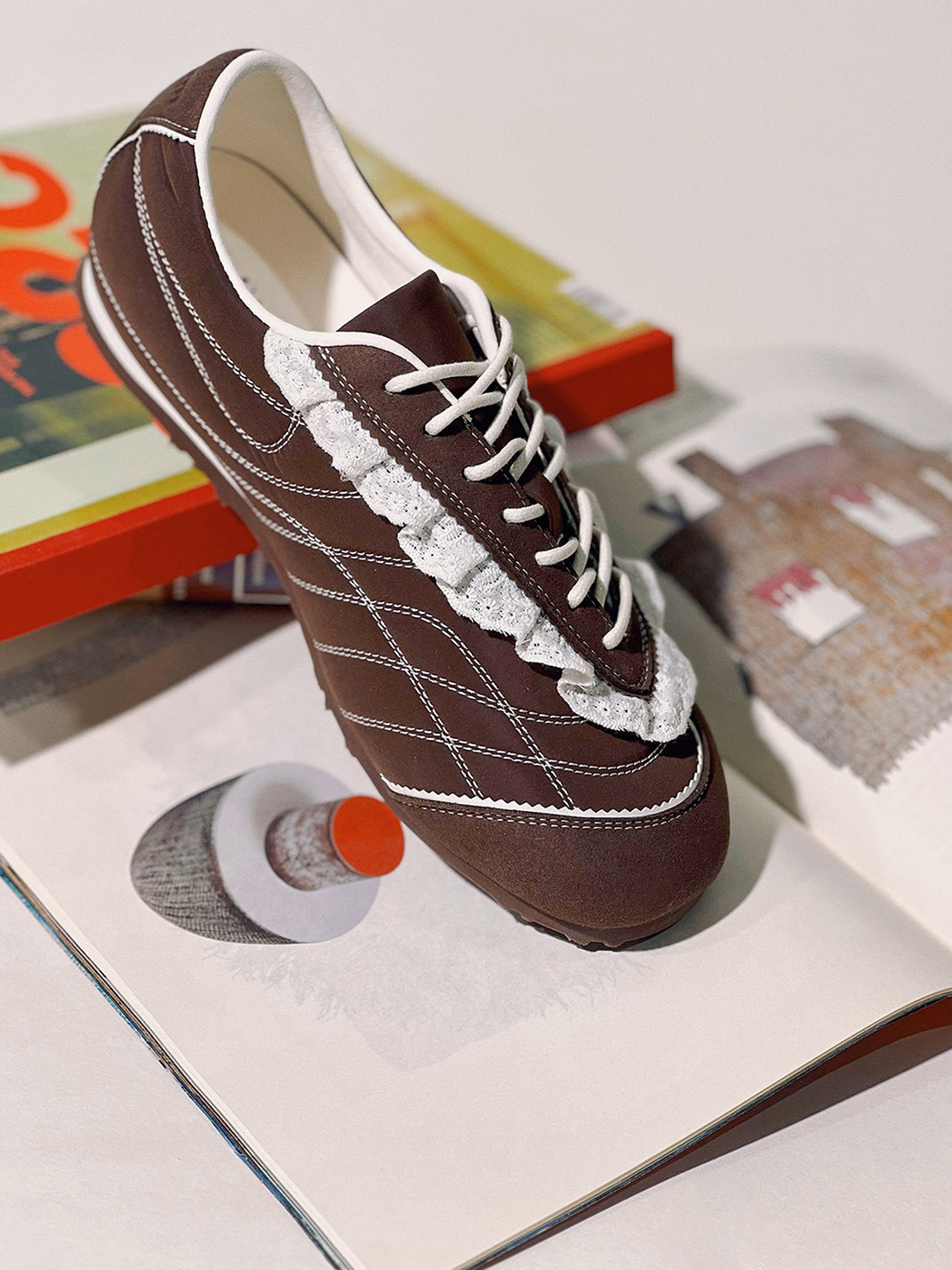 Brown Quilted Low-Profile Trainer Sneakers - View 9