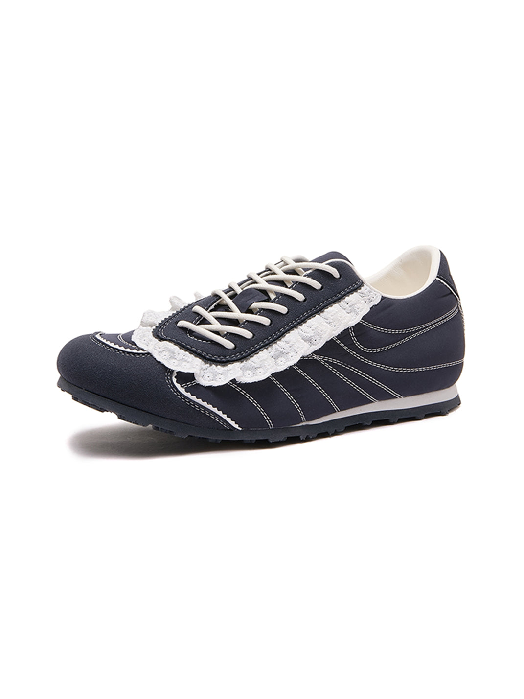 Navy Contrast-Stitch Low-Profile Trainers - View 8
