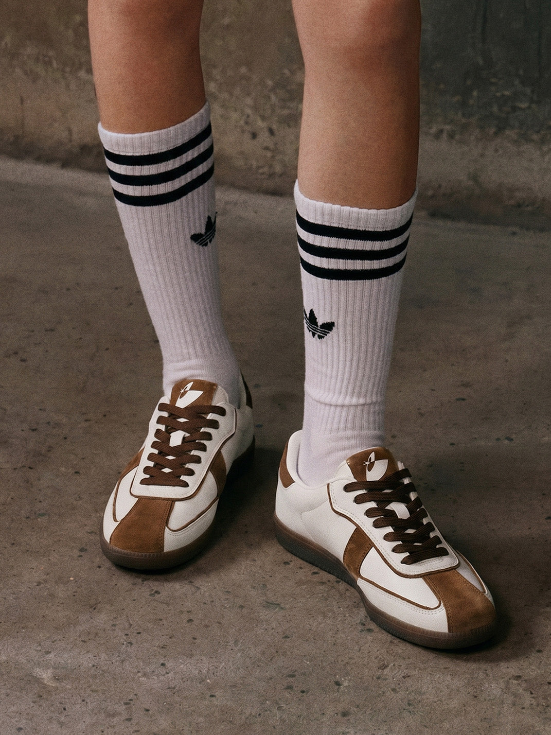 Brown Suede-Panel Gum-Sole Trainers - View 2