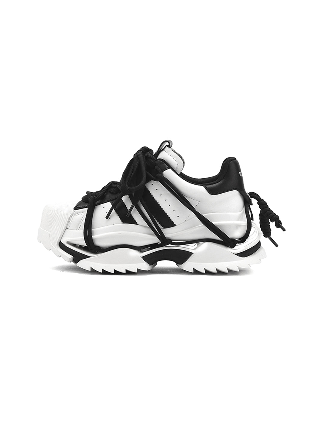 Strapped Monochrome Sculpted-Sole Sneakers