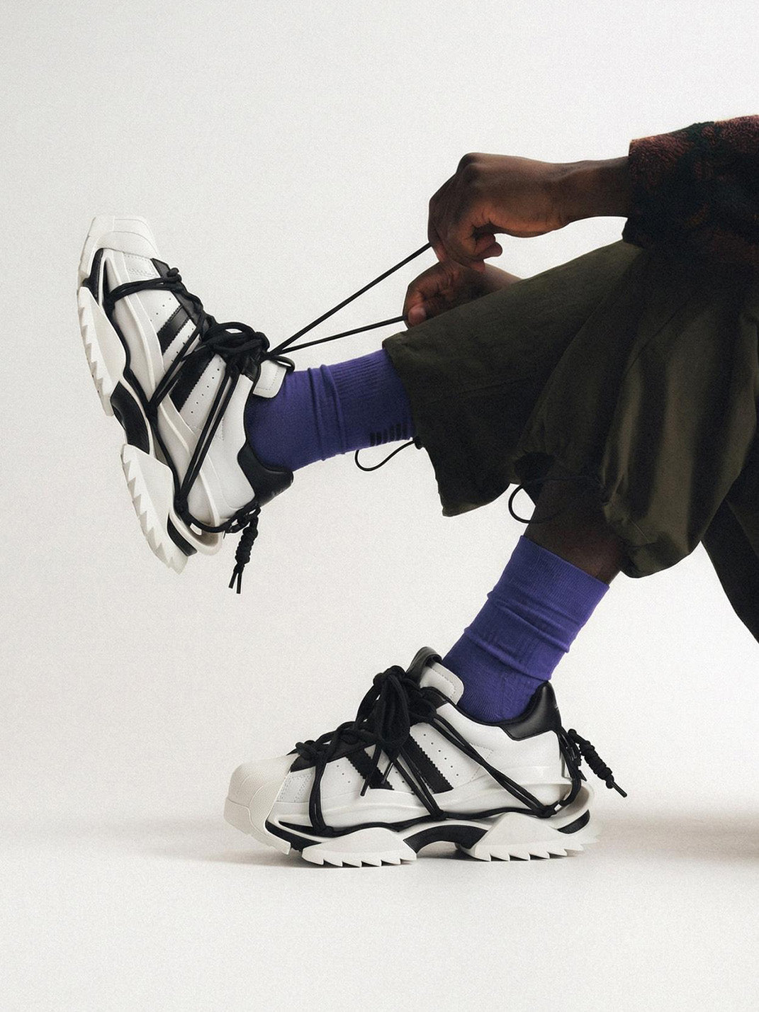 Strapped Monochrome Sculpted-Sole Sneakers - View 2