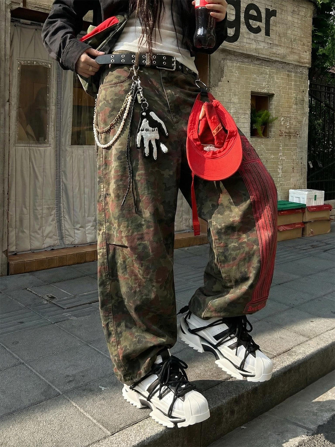Strapped Monochrome Sculpted-Sole Sneakers - View 3