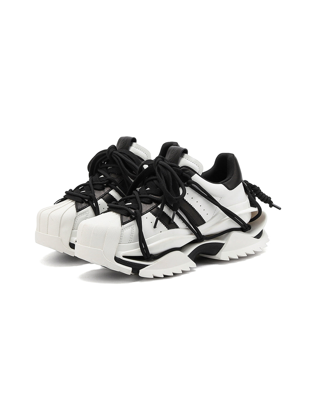 Strapped Monochrome Sculpted-Sole Sneakers - View 5