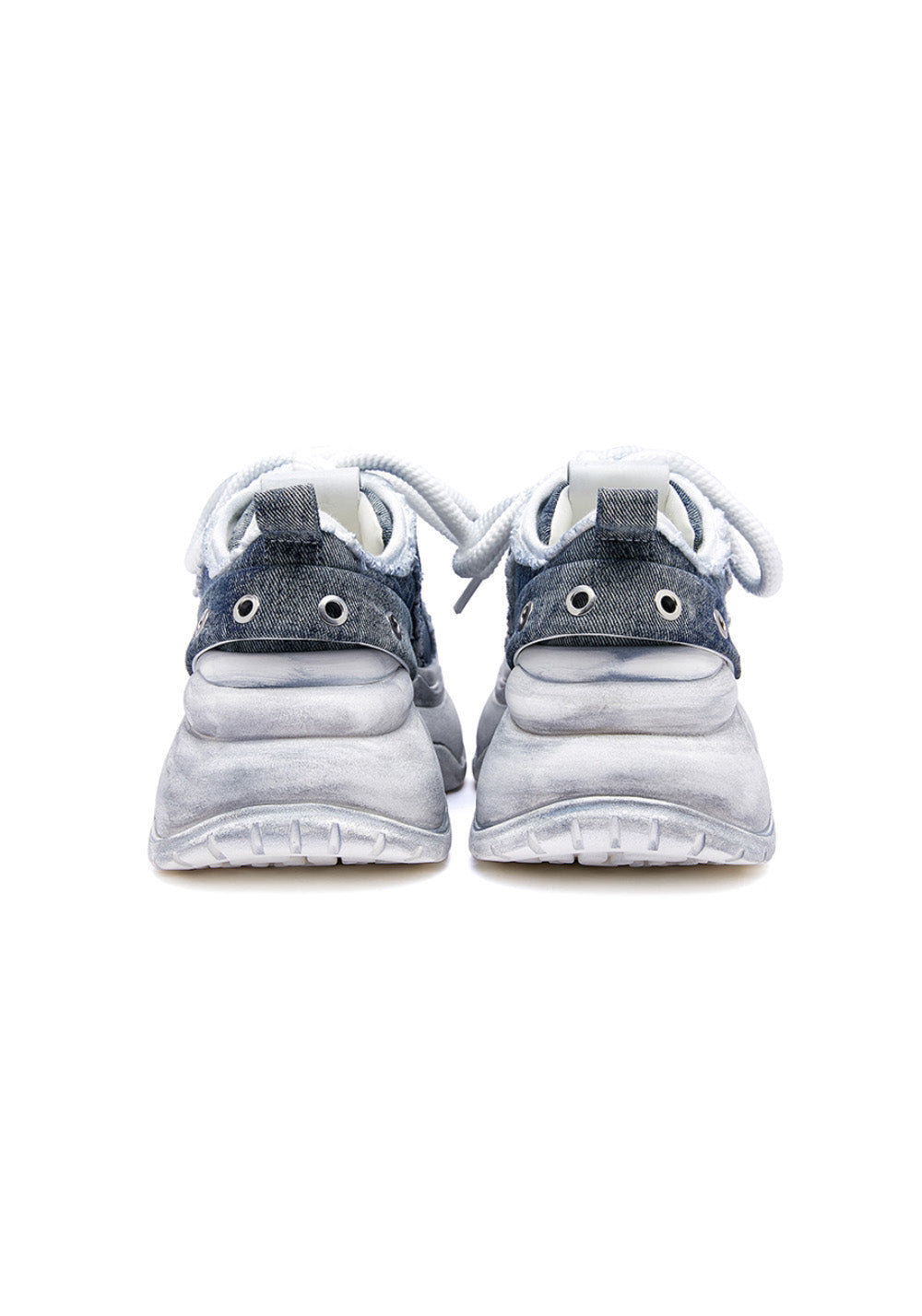 Distressed Denim Platform Sneakers - View 10