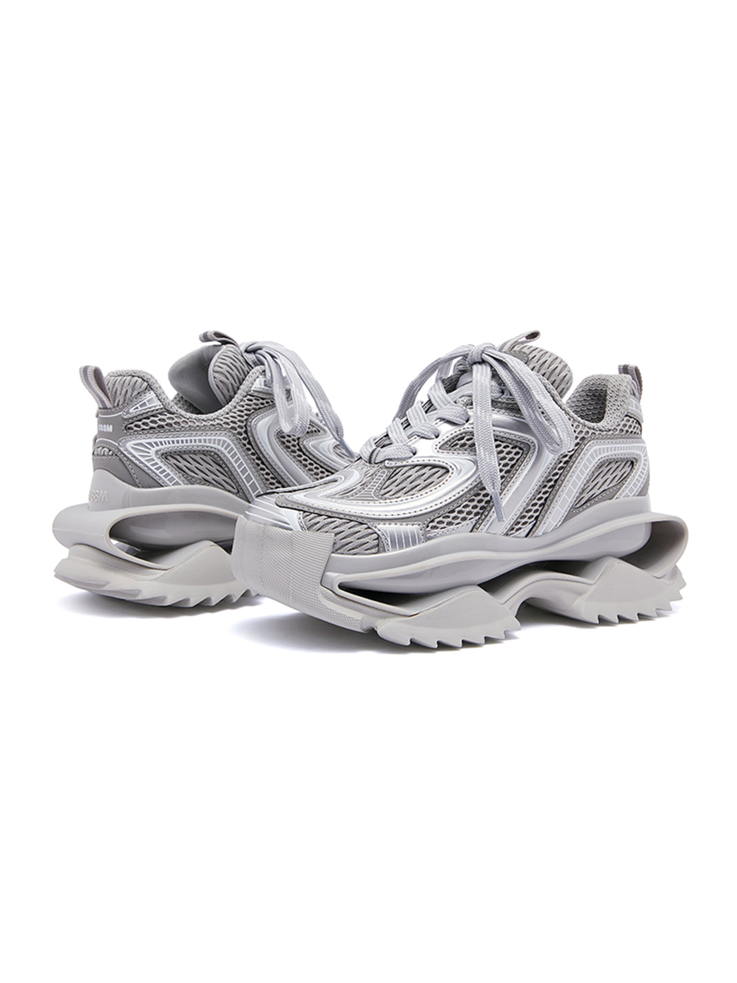 Silver Mesh Sculpted-Sole Runner Sneakers - View 4
