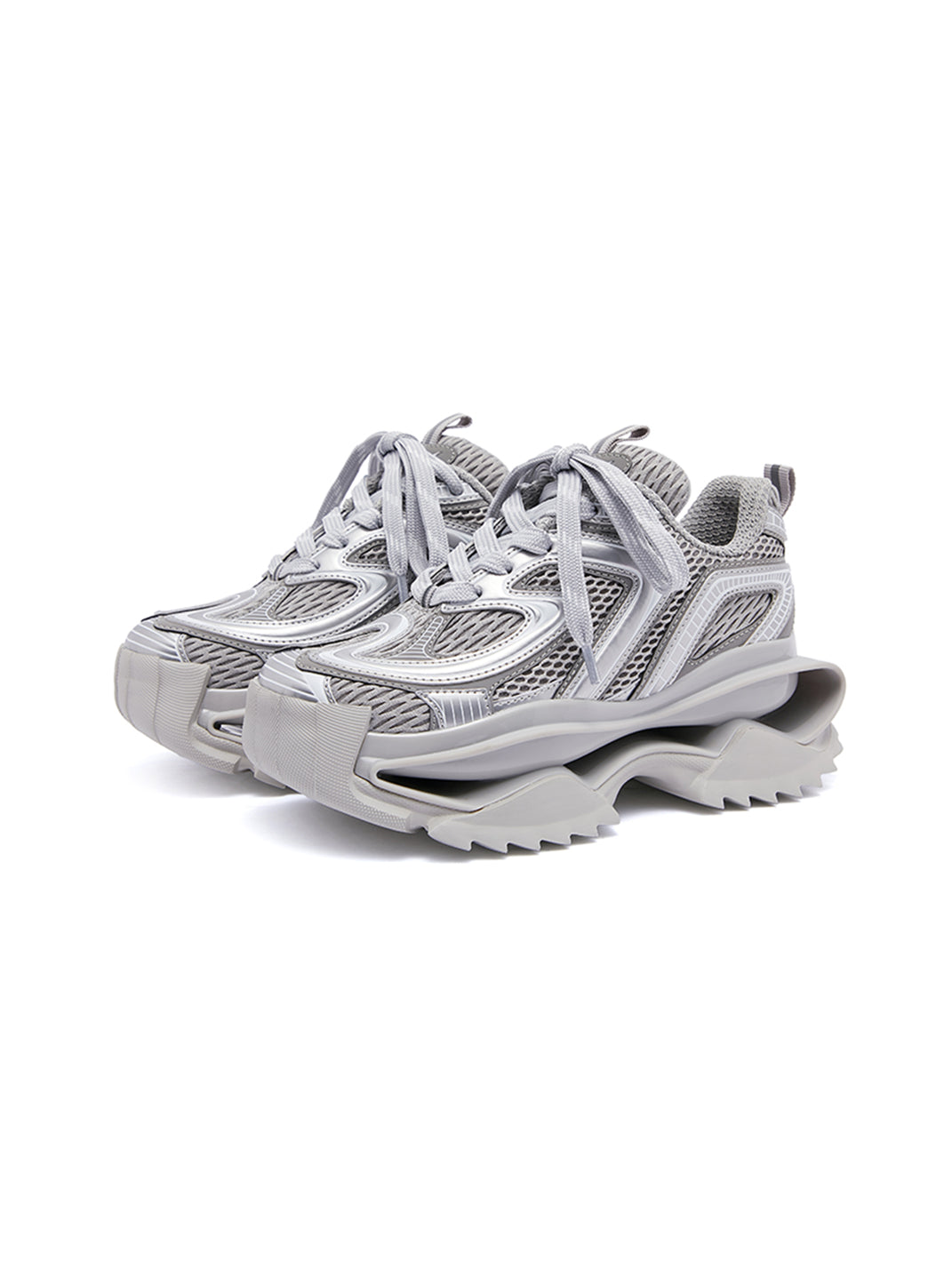 Silver Mesh Sculpted-Sole Runner Sneakers - View 5