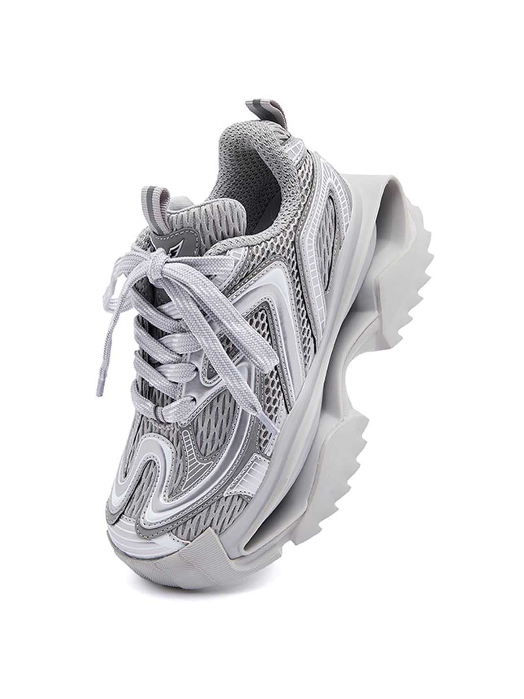 Silver Mesh Sculpted-Sole Runner Sneakers - View 6