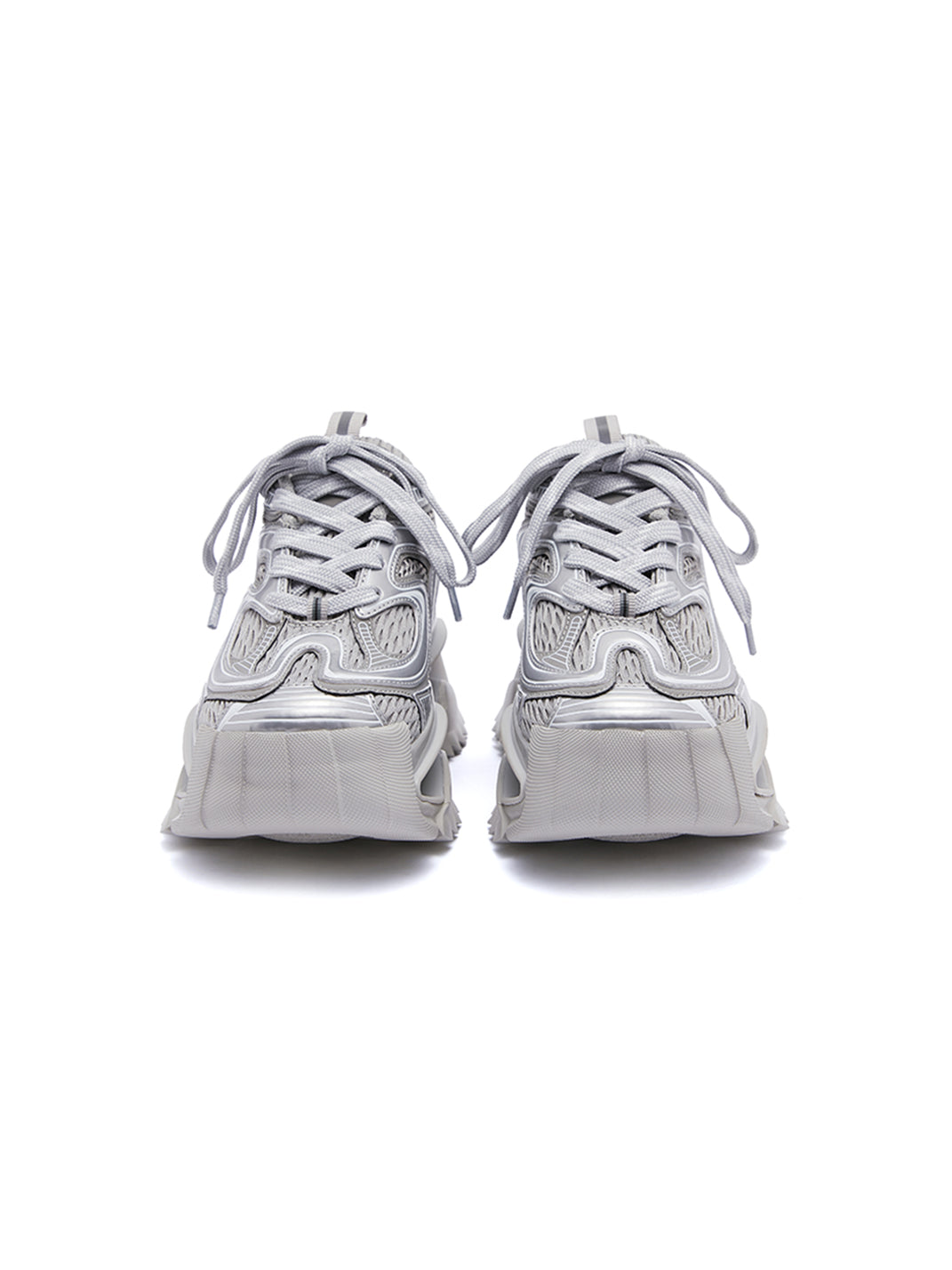 Silver Mesh Sculpted-Sole Runner Sneakers - View 8