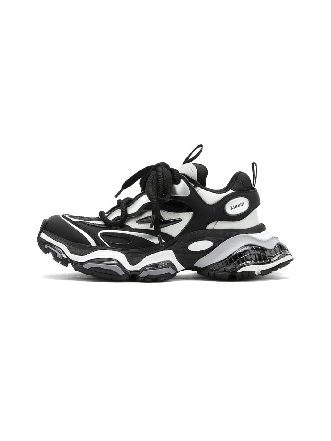 Black-Silver Air-Cushioned Runner Sneakers