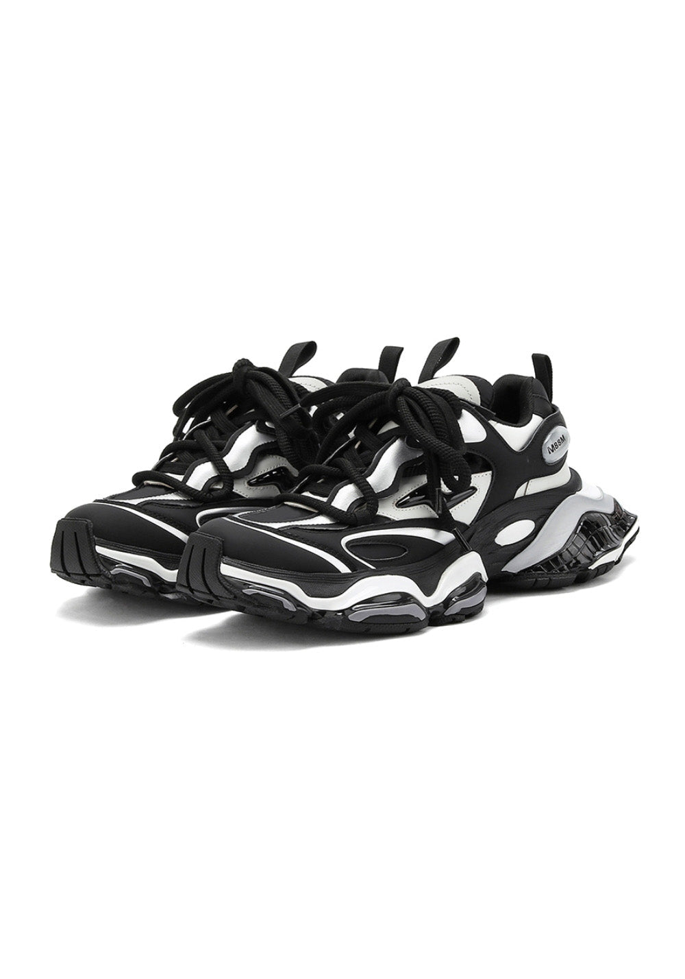 Black-Silver Air-Cushioned Runner Sneakers - View 5
