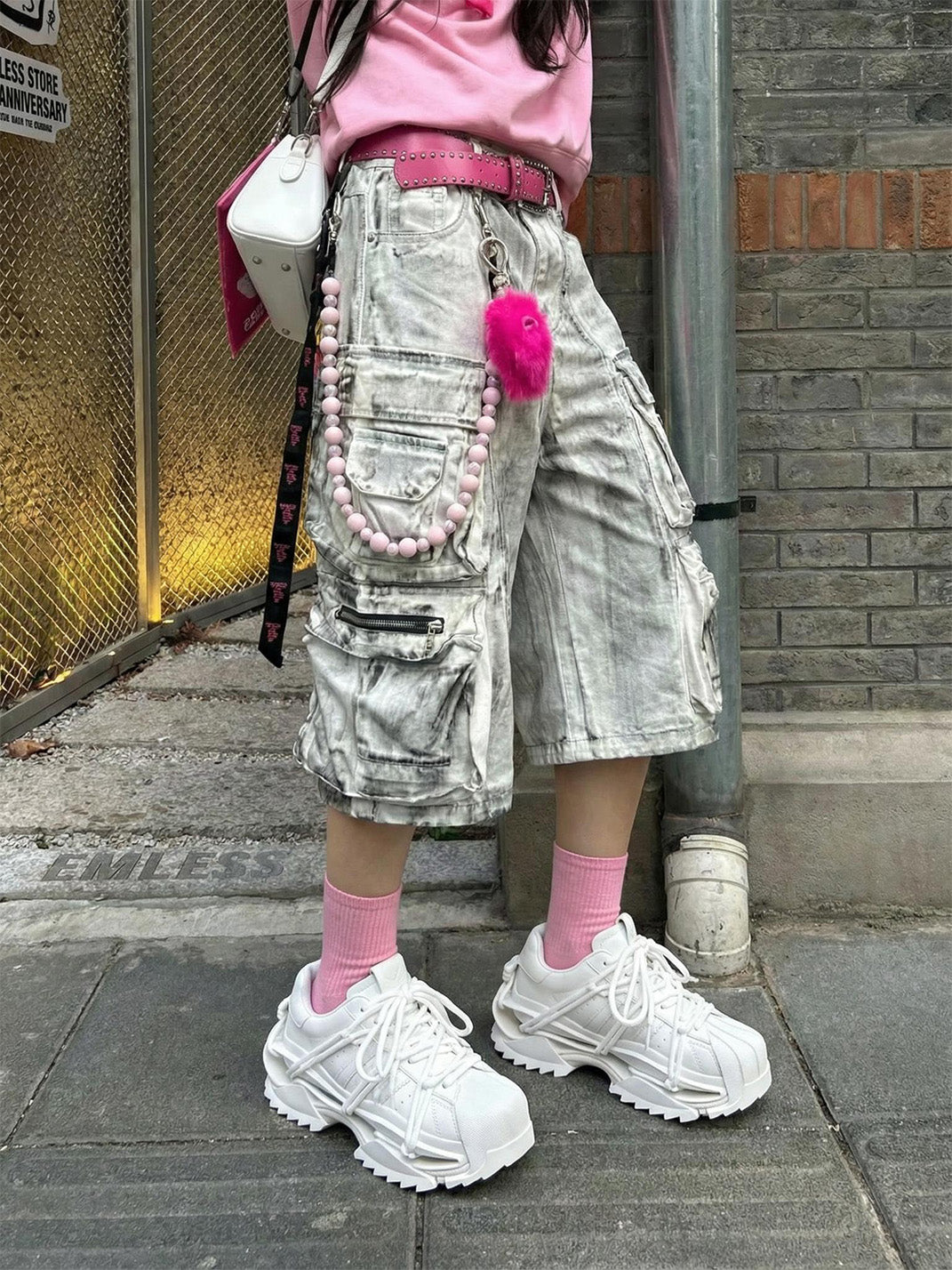 White Strapped Futuristic Runner Sneakers - View 3