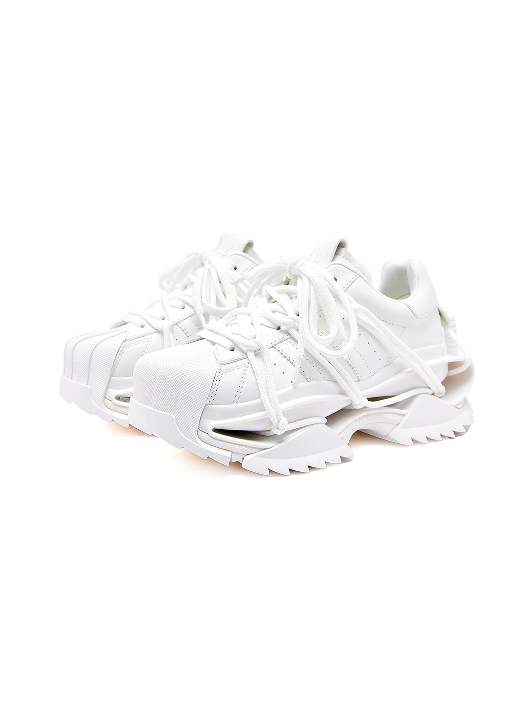 White Strapped Futuristic Runner Sneakers - View 5