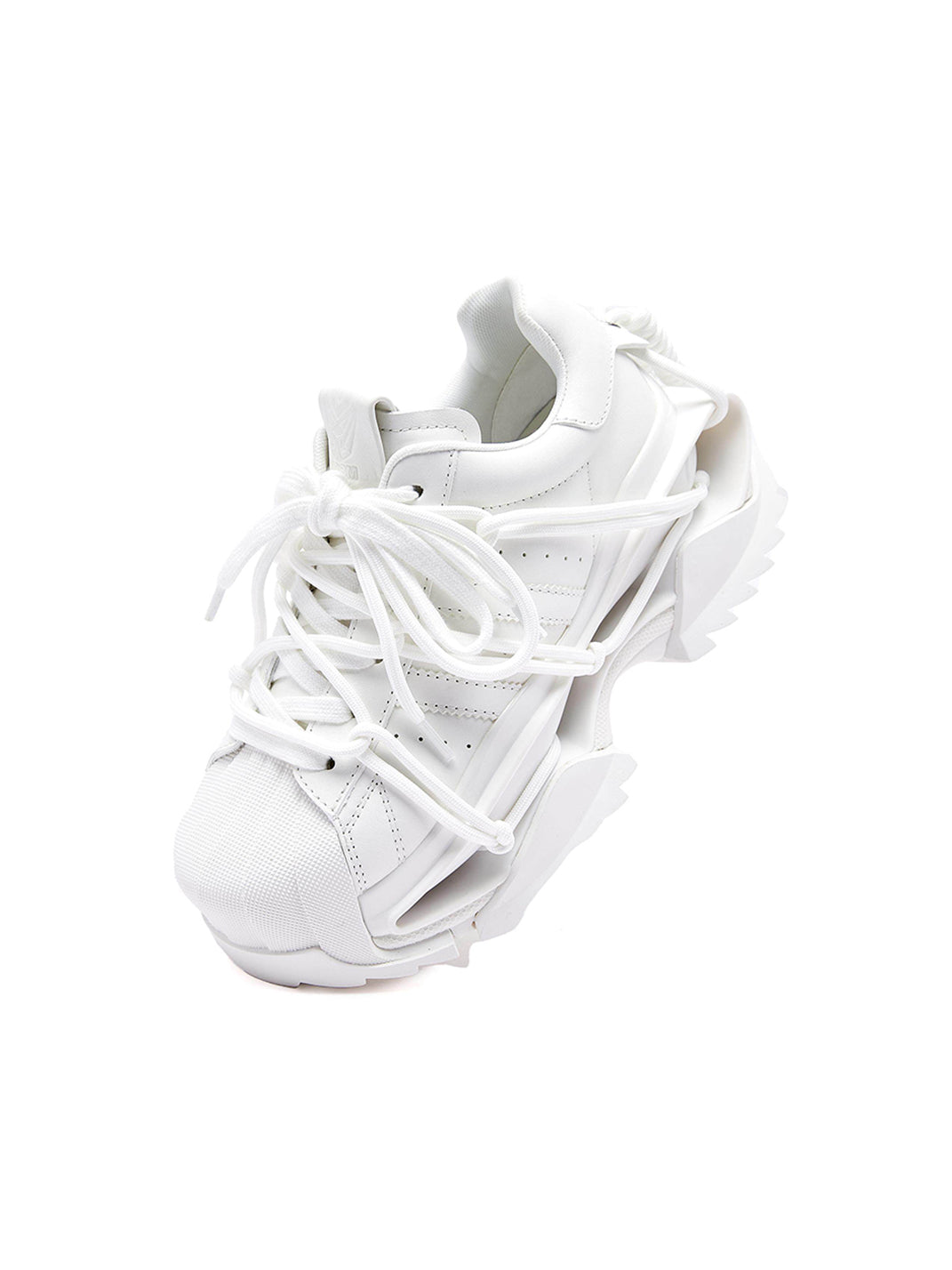White Strapped Futuristic Runner Sneakers - View 6
