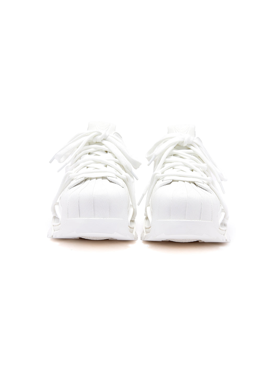 White Strapped Futuristic Runner Sneakers - View 8