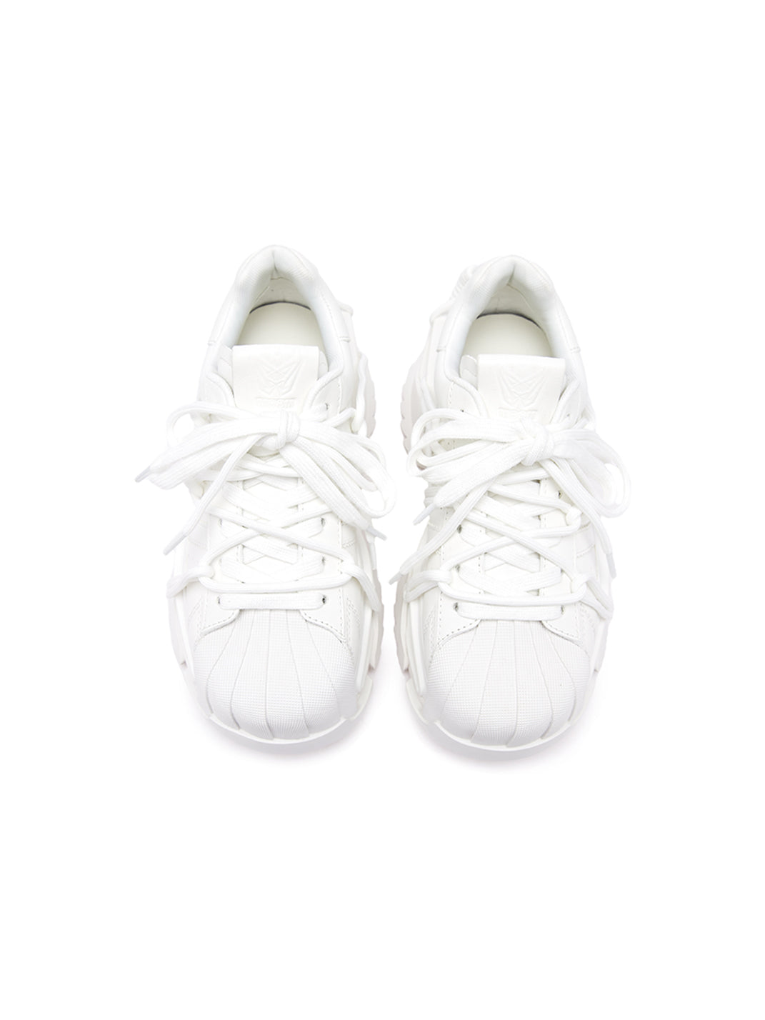 White Strapped Futuristic Runner Sneakers - View 9