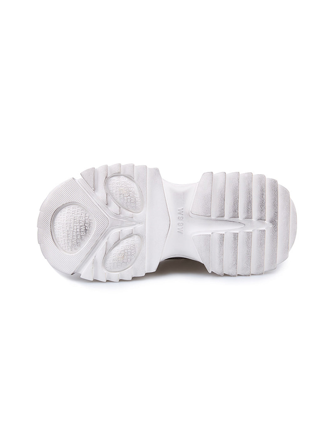 Distressed Silver Sculpted-Sole Dad Sneakers - View 8