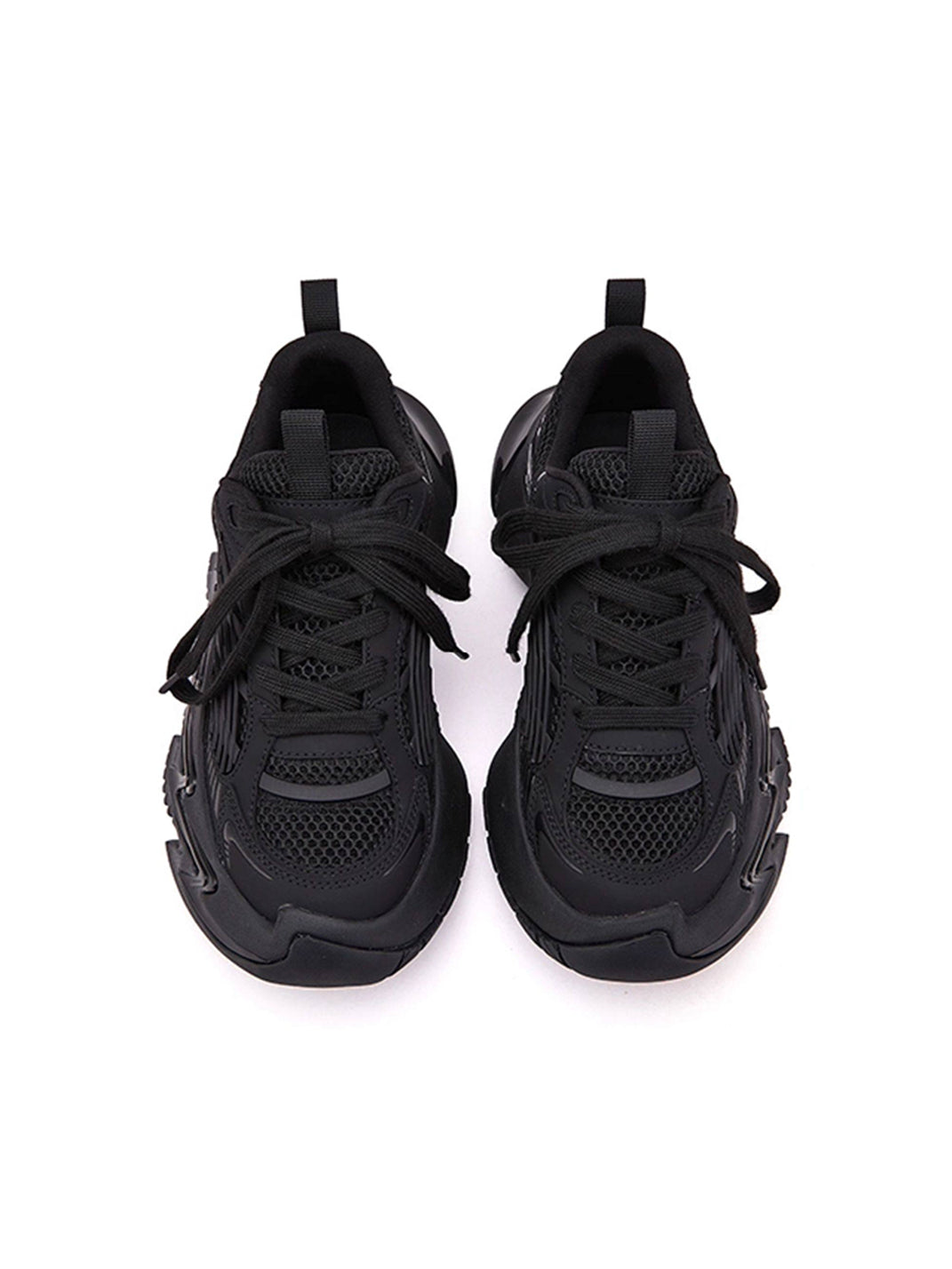 Black Zigzag-Sole Chunky Runner Sneakers - View 8