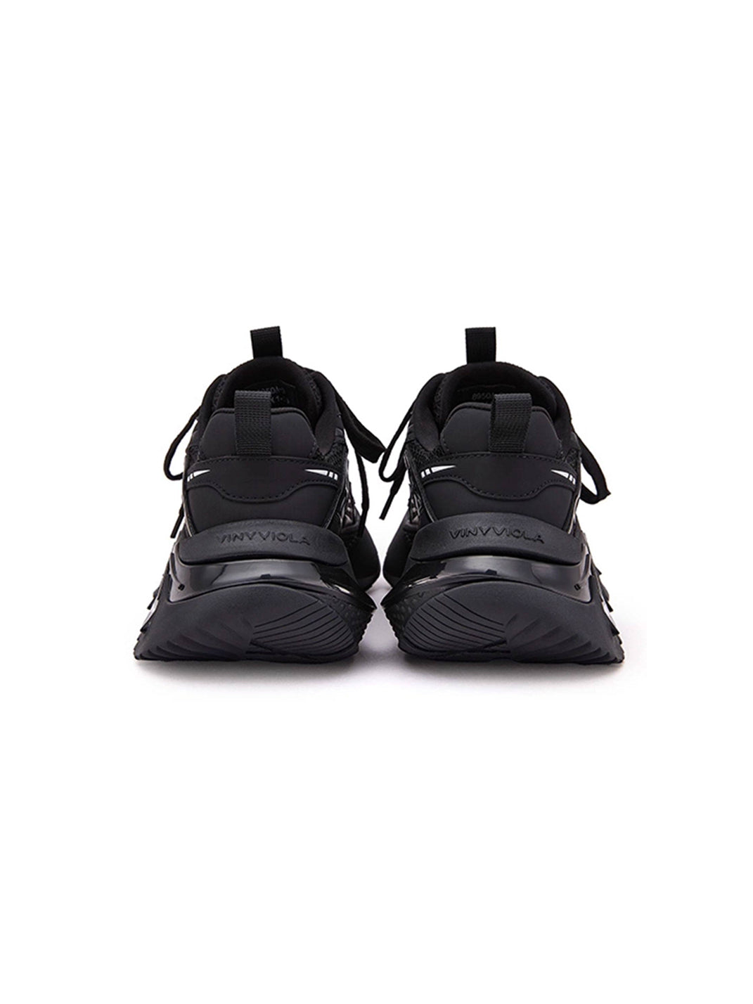 Black Zigzag-Sole Chunky Runner Sneakers - View 9