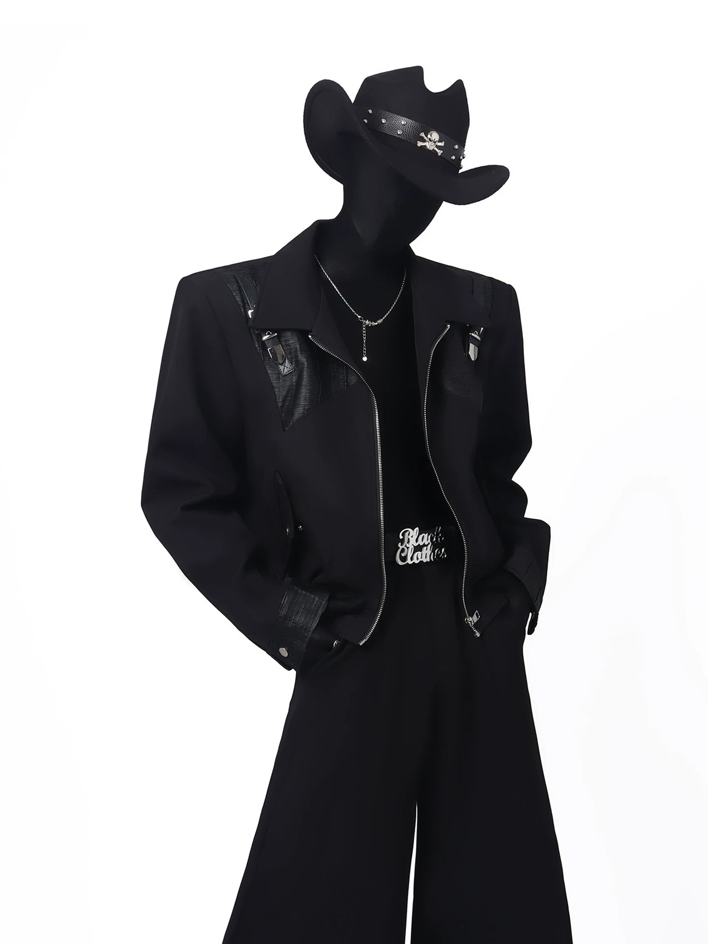 Buckle-Panel Cropped Zip Jacket product view 1