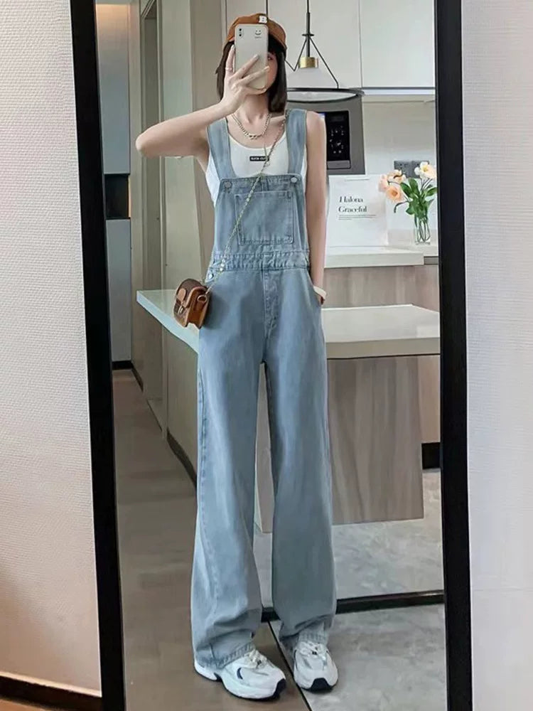 Utility Denim Wide-Leg Overalls product view 1